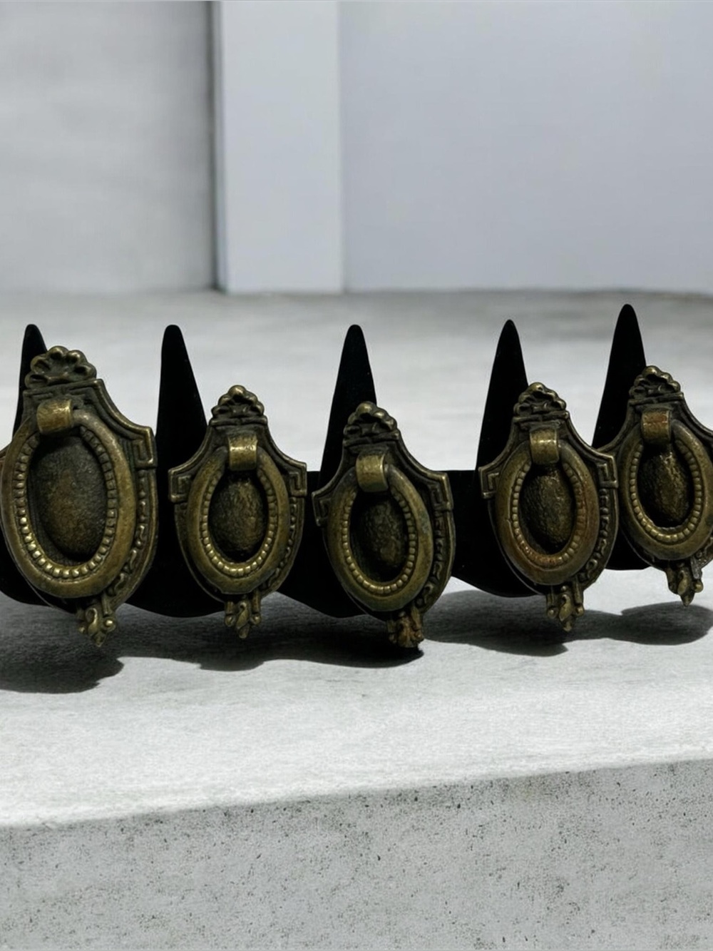 Antique-Style Brass Finish Wall Drawer Pulls 5 - Brass Tone
